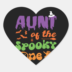 Aunt Of The Spooky One Halloween Family Matching Heart Sticker