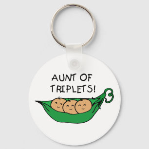 Aunt of Triplets Pod Key Ring
