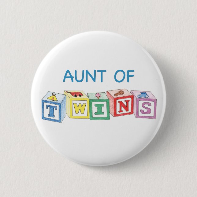 Aunt of Twins Blocks 6 Cm Round Badge (Front)