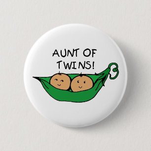 Aunt of Twins Pod 6 Cm Round Badge