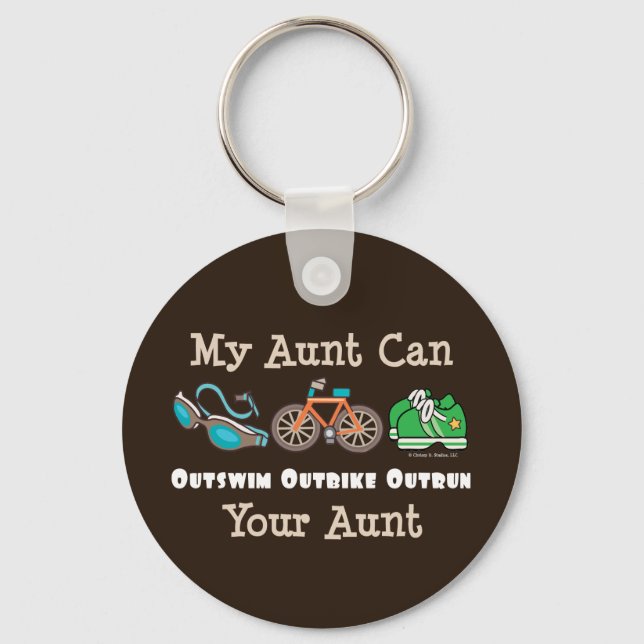 Aunt Outswim Outbike Outrun Triathlon Key Chain (Front)