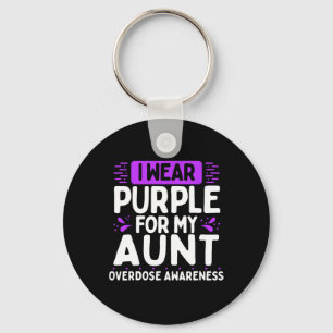 Aunt Overdose Awareness Family Warrior Purple Ribb Key Ring