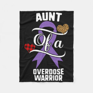 Aunt Overdose Awareness Leopard Buffalo Plaid Fami Fleece Blanket