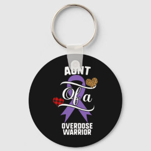 Aunt Overdose Awareness Leopard Buffalo Plaid Fami Key Ring
