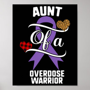 Aunt Overdose Awareness Leopard Buffalo Plaid Fami Poster