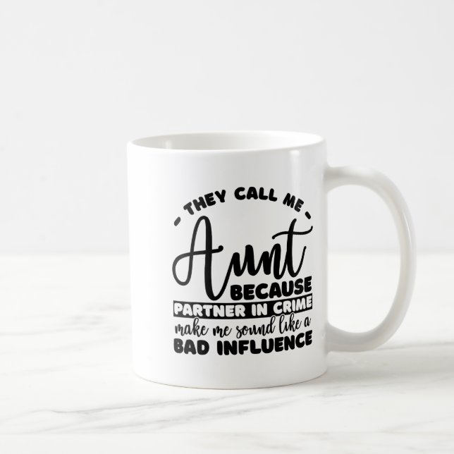 Aunt Partner In Crime Shirt Aunt Tee Shirts Sarcas Coffee Mug (Right)
