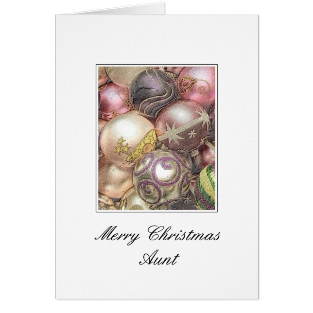 Aunt Pastel Ornaments Christmas Card (Front)