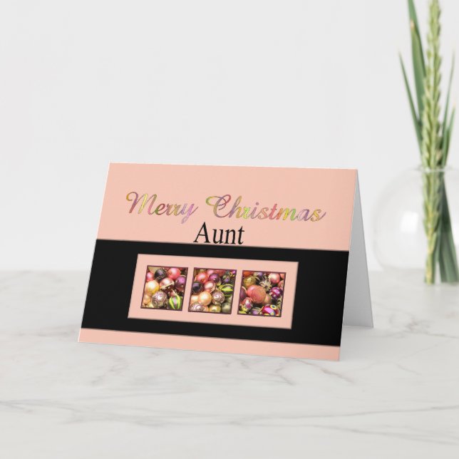 Aunt Pastel Ornaments Christmas Card (Front)