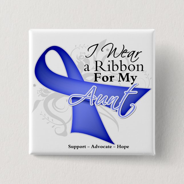 Aunt  Periwinkle Ribbon - Stomach Cancer 15 Cm Square Badge (Front)