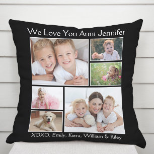 Aunt Photo Collage Black Cushion