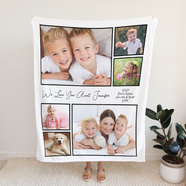 Aunt Photo Collage White Fleece Blanket (Creator Uploaded)