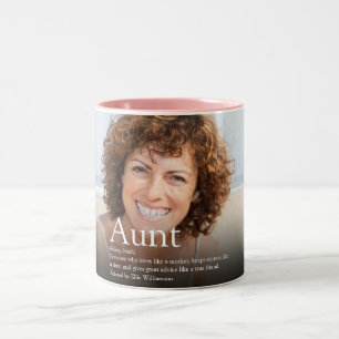 Aunt Photo Fun Definition Quote Two-Tone Coffee Mug