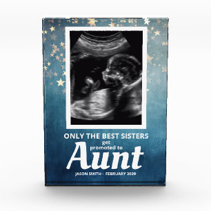 Aunt Pregnancy Announcement Baby Boy Ultrasound Photo Block