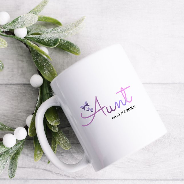 Aunt Pregnancy Announcement (Purple Butterflies) Coffee Mug (Creator Uploaded)