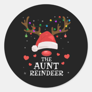 Aunt Reindeer Family Matching Christmas Auntie Aun Classic Round Sticker