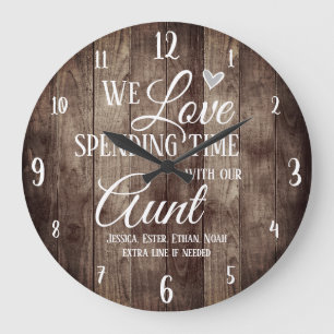 Aunt Spending Time with Custom Name Large Clock