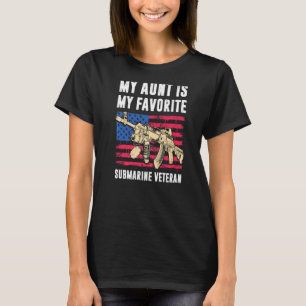 Aunt Submarine Veteran American Flag  Proud Vetera T-Shirt