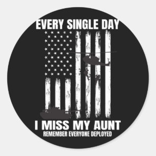 Aunt Support Troops Red On Friday Aamerican Flag Classic Round Sticker