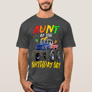 Aunt The Birthday Boy Monster Truck Birthday Party T-Shirt