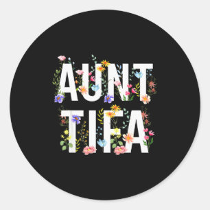 Aunt Tifa - Retro Wildflowers Floral Feminist Mom  Classic Round Sticker
