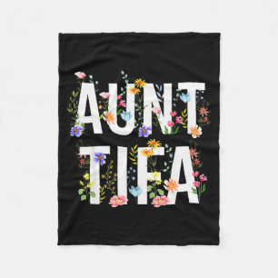 Aunt Tifa - Retro Wildflowers Floral Feminist Mom Fleece Blanket