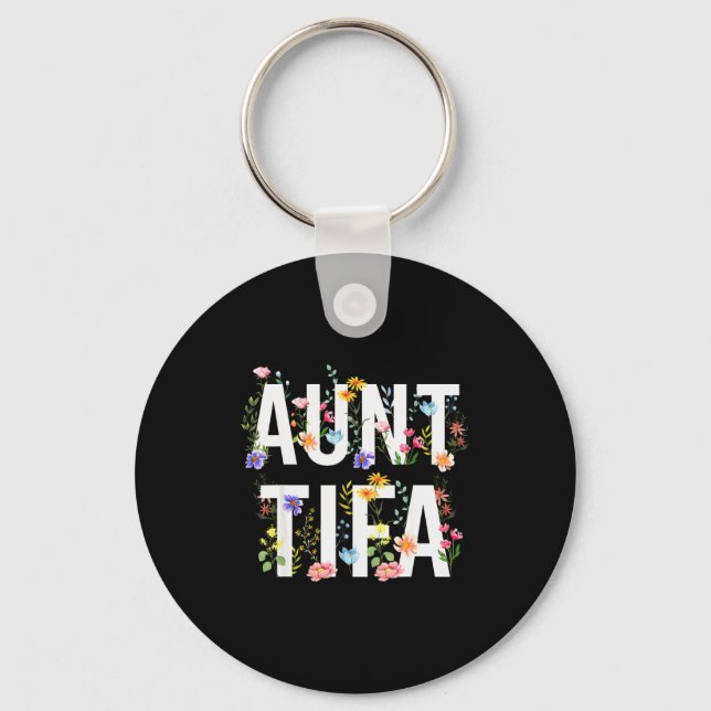 Aunt Tifa - Retro Wildflowers Floral Feminist Mom  Key Ring (Front)