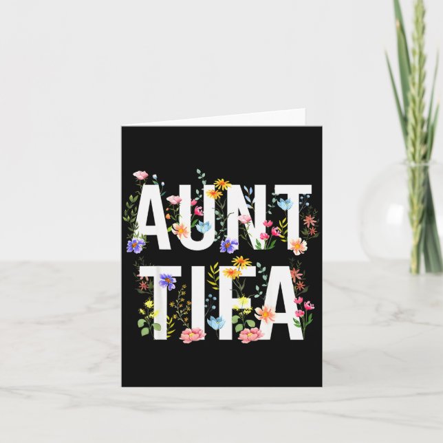Aunt Tifa - Retro Wildflowers Floral Feminist Mum  Card (Front)