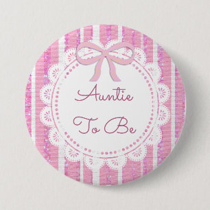 Aunt to Be Baby Shower Button Pink Bow