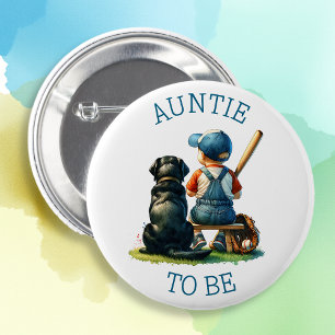 Aunt To Be   Boy's Baseball Baby Shower  6 Cm Round Badge