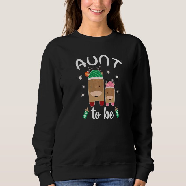 Aunt To Be Deer Baby Shower Girl Winter Themed Sweatshirt (Front)