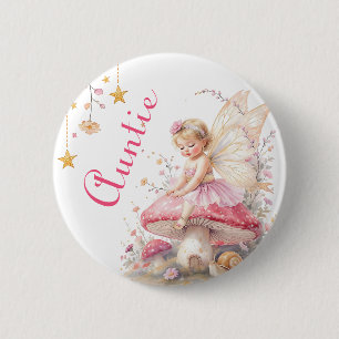 Aunt to Be   Fairy Cottage Core Baby Shower  6 Cm Round Badge