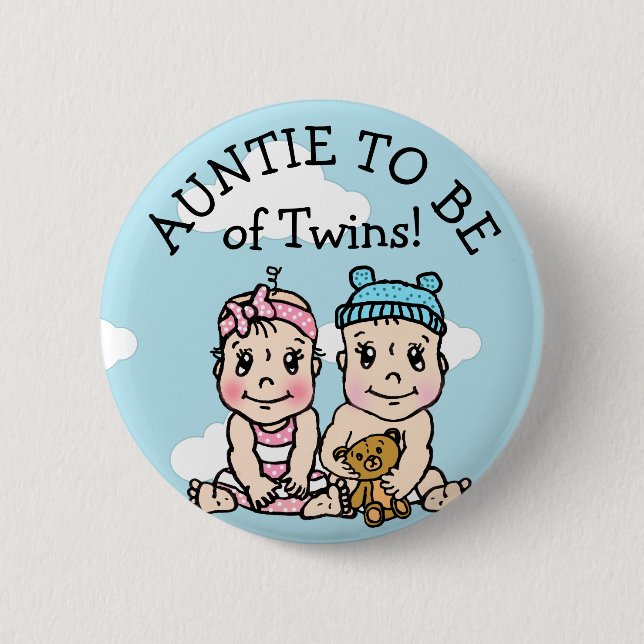 Aunt to be of Twins, Baby Shower Button (Front)