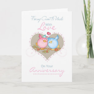 Aunt & Uncle Anniversary Card With Love Birds