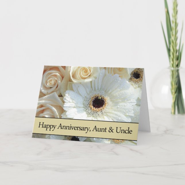 Aunt & Uncle Anniversary Pale pink roses Card (Front)