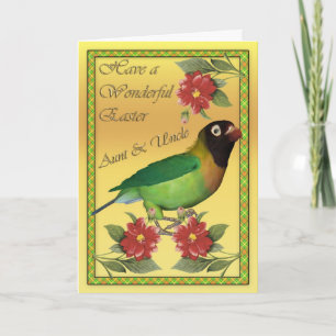 Aunt & Uncle Easter card with Black Cheeked Lovebi