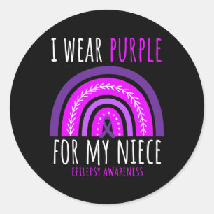 Aunt Uncle I Wear Purple For My Niece Epilepsy Awa Classic Round Sticker