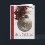 aunt & uncle Merry Christmas card<br><div class="desc">'Tis the season to party and celebrate: Merry Christmas! Surprise your nearest and dearest, your friends, co-workers, neighbors or even your boss with a special card. Many different designs available: from a modern collage photography card, mixing ornaments and winter landscapes, a classic vintage christmas theme or a more modern holiday...</div>