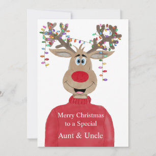 Aunt & Uncle Reindeer Christmas Customisable Holiday Card