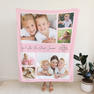 Aunt We Love You Photo Personalised Pink Fleece Blanket