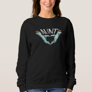 Aunt Zombie Hand Heart Halloween Costume Family Ma Sweatshirt