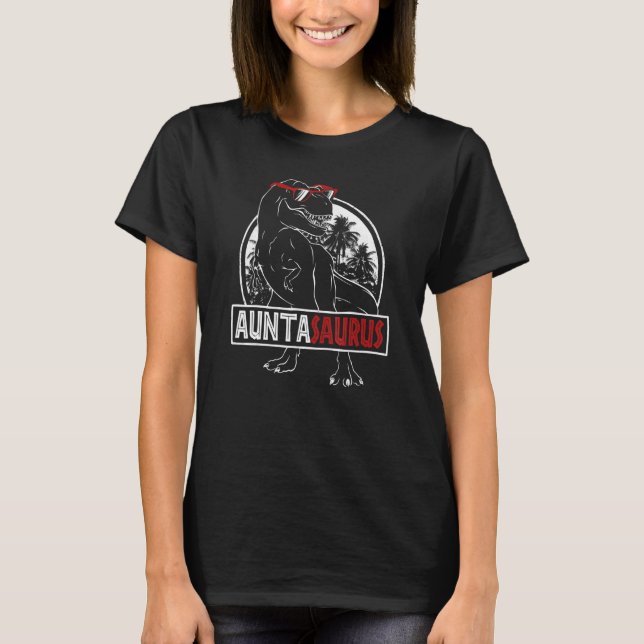 Auntasaurus Dinosaur Rex Aunt Aunta Saurus Sunset  T-Shirt (Front)