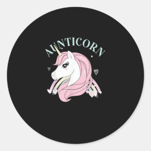 Aunticorn Aunt Unicorn Auntie Niece Nephew Sister Classic Round Sticker