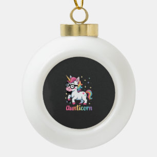 Aunticorn Aunty Dabbing Unicorn Auntie Aunt Christ Ceramic Ball Christmas Ornament