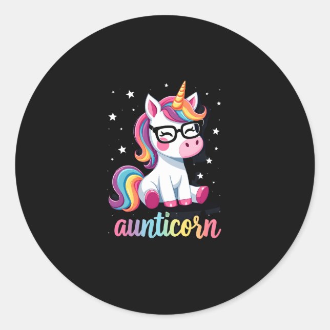 Aunticorn Aunty Dabbing Unicorn Auntie Aunt Christ Classic Round Sticker (Front)