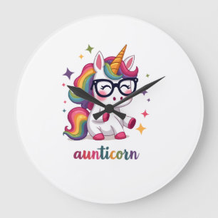 Aunticorn Aunty Dabbing Unicorn Auntie Aunt Christ Large Clock