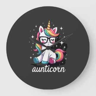 Aunticorn Aunty Dabbing Unicorn Auntie Aunt Christ Large Clock