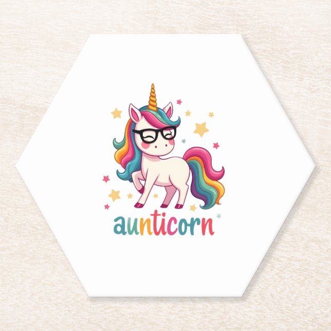Aunticorn Aunty Dabbing Unicorn Auntie Aunt Christ Paper Coaster (Front)