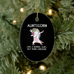 Aunticorn Unicorn Aunt Ceramic Ornament