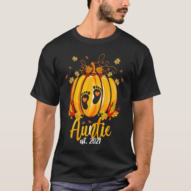 Auntie 2021 Pumpkin Family Matching Thanksgiving T-Shirt (Front)