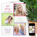 Auntie 3 Photo Collage Personalised Birthday Card<br><div class="desc">Personalised birthday card for auntie. The template is set for you to upload 3 of your favourite photos and add your name(s). Your photos are displayed in square / instagram format and you can also edit the wording if you wish. Inside, the card reads "wishing you a fabulous birthday" and,...</div>